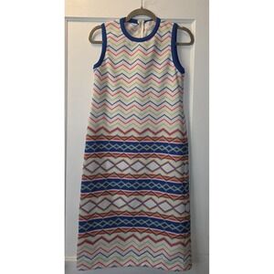 James Kenrob by Dalton Chevron Knit Shift Dress Sleeveless Back Zip Size S